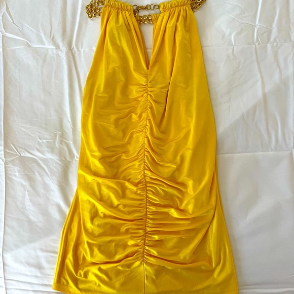 Cache Yellow Halter Top w/Gold Chain Detail Size XL - Picture 4 of 6